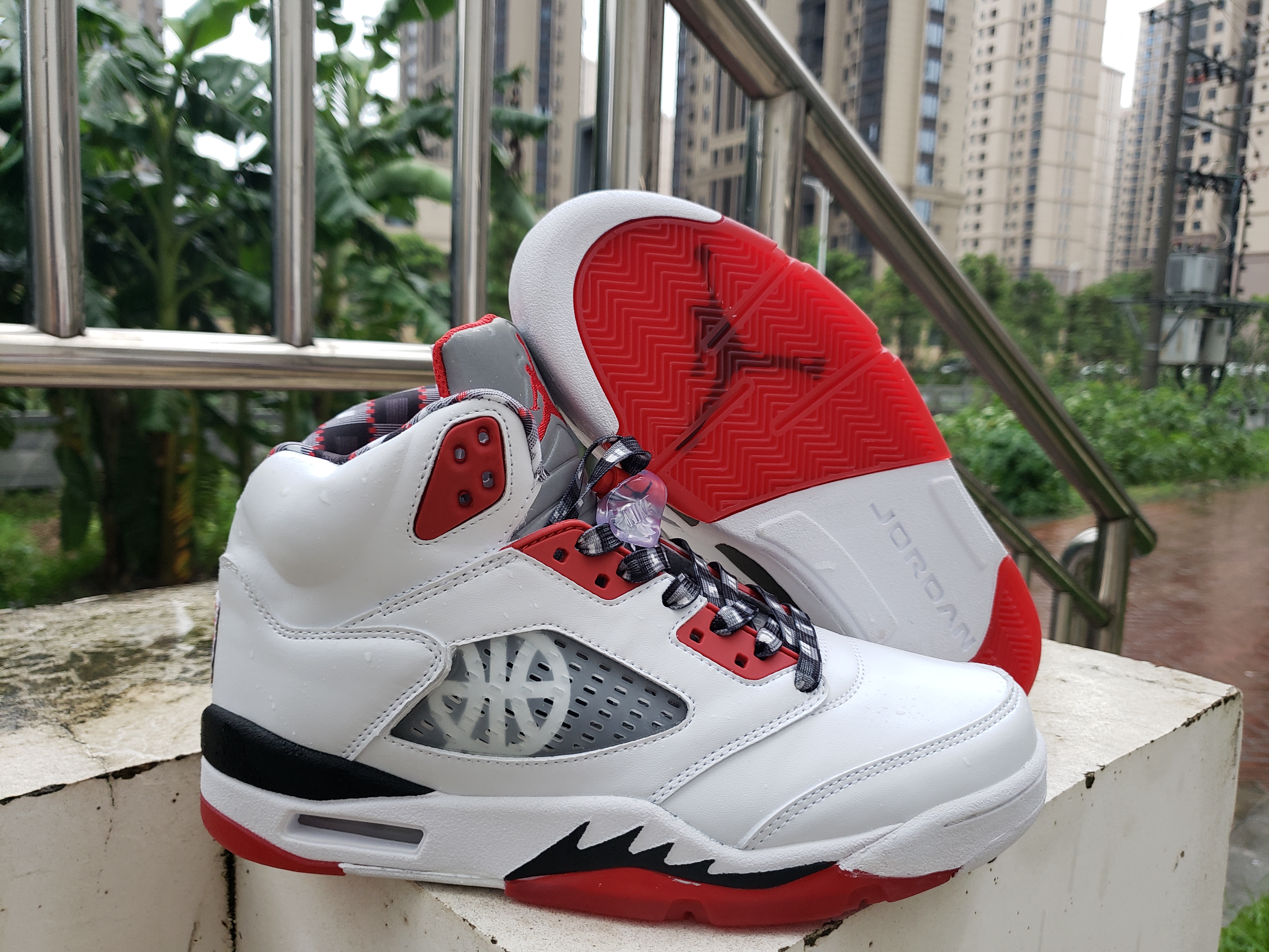 Air Jordan 5 Paris White Red Black Retro Shoes